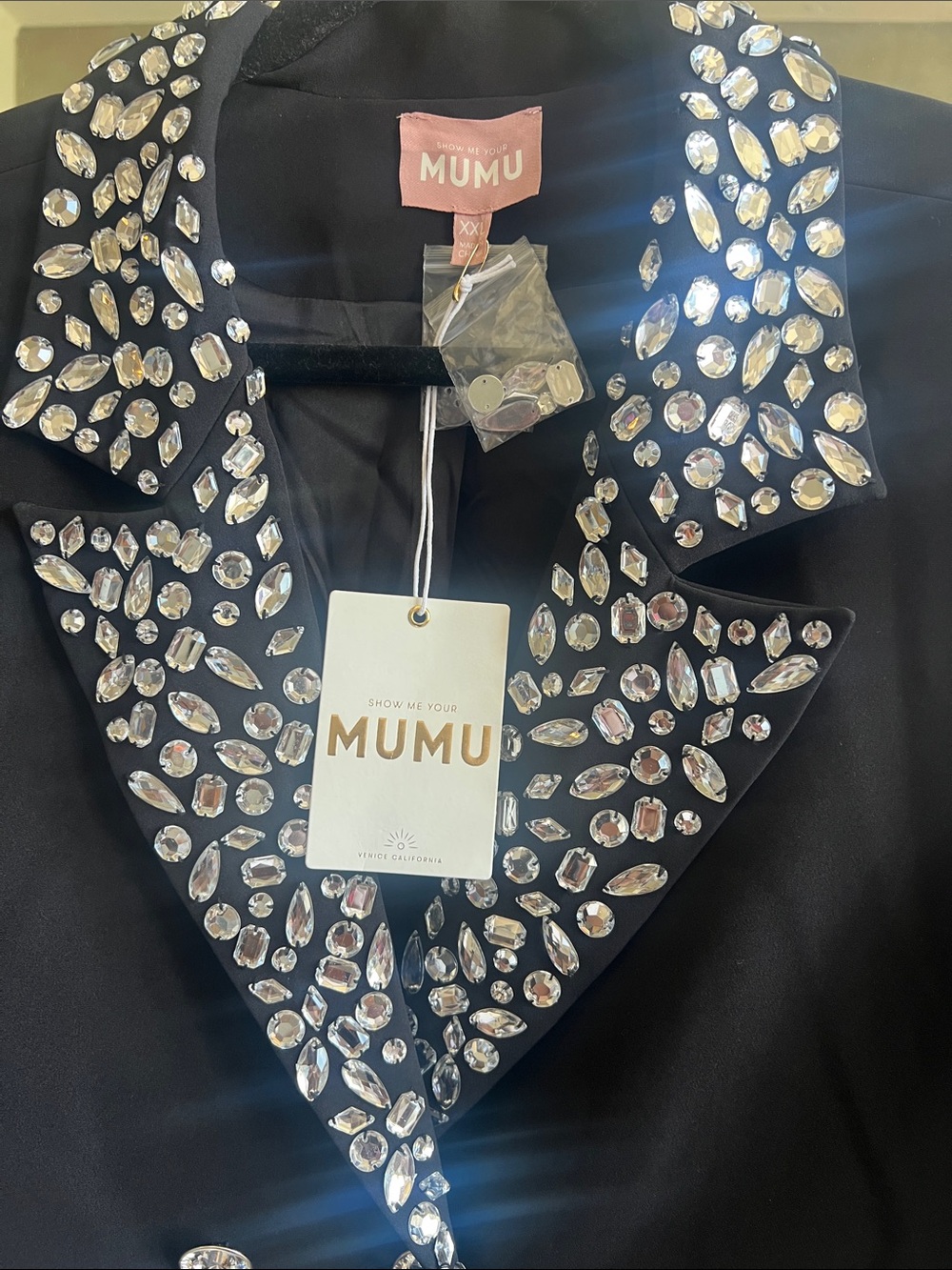 Show Me Your MuMu Black Blazer with Crystal Embellishments
